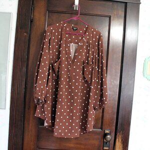 Torrid Harper Brown Polka Dot Blouse Size 5